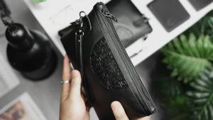 Handbag Pria Kulit Sapi Asli Leaderbag Hitam Waterproof Tas Tangan Premium Terbaru Clutch Cowok Bisnis Keren LOKI