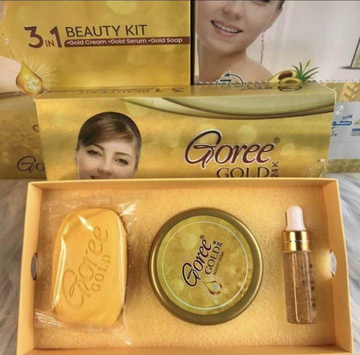 Goree Gold 24K 3in1 Set Beauty Kit (Cream + Serum+Soap) Body