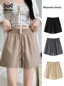 MiiOW | Casual Loose Womens Shorts Elastic Waist Five-Quarter Wide Leg Pants Summer Outerwear MiiOW Cat Person Commute Style Polyester Nylon