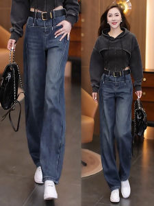 Retro High Waist Wide Leg Jeans Womens Spring Summer Autumn New Style Loose Fit Zipper Closure Cotton Stretch Denim Pants
