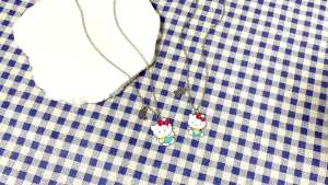 Sanrio | 1Pair of Hello Kitty Couple Necklaces Best Friend Pendant Necklaces Valentines Day Gift Accessories