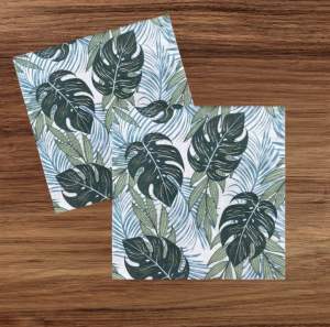 Party Napkin / Serviette (Paper) - Colour Floral Green Monstera  Print [NSP072]