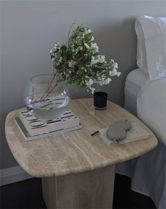 Nordic Natural Yellow Hole Marble Handmade Rough Coffee Table Side Table Bedside Table Corner Table Living Room Furniture