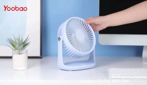 Yoobao F2 Pro Adjustable Desktop Rechargeable Fan with 3 Stall Wind Type-C Charging with Noiseless Design