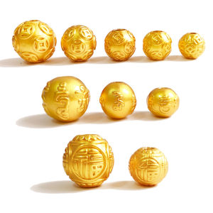 3D Hard Silver Plated Lucky Beads Six Words Zhen Yan Fu Character Bracelet String Beads Copper Coin Beads as Right as Rain Handmade DIY Rope