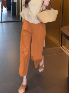 Quần Ống Rộng Mỏng Mùa Hè Cho Nữ Quần Ống Đứng Cạp Cao Rộng Rãi Đa Năng Quần Dài Đến Mắt Cá Chân Thường Ngày