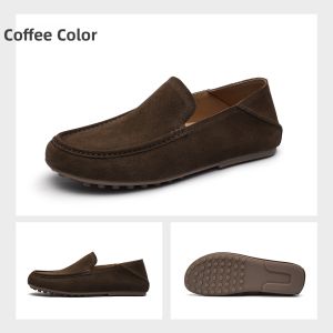 Leisure Leather Shoes for Men Breathable Moccasins Easy-on-off
