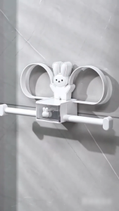 Cute Rabbit Wall Mounted Hairband Display Rack Multi Purpose Organizer for Hair Ties Clips and Barrettes
