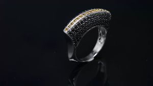 เครื่องประดับวินเทจพลอยซิทรินสีดํานิลสําหรับผู้หญิงของขวัญของแข็งเงินแท้ 925 แหวนพลอยธรรมชาติ