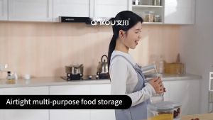 ANKOU Multi-Purpose Anti 90% UV Airtight Food Storage/Baby Snacks Container - Square Black (1500ml)