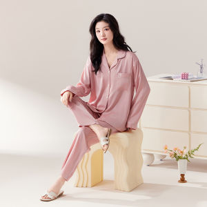 Miiow | MiiOW Ice Silk Sleepwear Women Loose Long Sleeve Long Pants Suitable For Outdoor Summer Home Clothes Luxury Style Casual Leisure