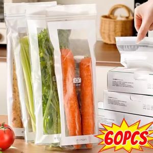 60Pcs Reusable Fresh-keep Bags Refrigerator Storage Bags Thickened Leakproof Containers Meat Fruits Vegetables Sealed Packaging Bag