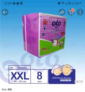 OTO Popok Dewasa model Celana Adult Diapers Pants size M / L / XL / XXL isi 8 pcs