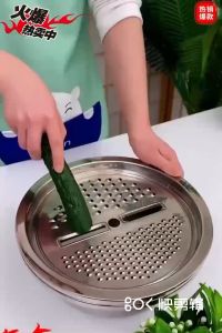 ที่สไลด์ผัก กะละมัง 3in1 เครื่องตัดผัก ที่ขูดมะละกอ ที่หั่นผัก ที่ขูดกะละมังสแตนเลส เครื่องหั่นผัก ตะกร้าล้างผัก 2 ชั้น แบบมีที่ระบายน้ำ สะดวกและใช้งานได้จริง