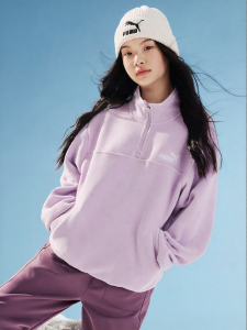 PUMA | New Velvet Childrens Fleece Sweatshirt Stand-up Collar Half Zipper