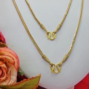 สร้อยคอทองเหลืองโบราณ (งานดิบ) ลายสี่เสา เบนซ์ คั่นหัวจรวด ความยาว 20 24 นิ้ว พ่นทราย ไม่ได้ชุบ เสริมบารมี พร้อมส่ง #วินเทจ