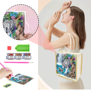 other | 1 Piece of Diamond Painting Shopping bag tiger Pattern Canvas Material Replaceable Pattern Holiday Creative gift for girls