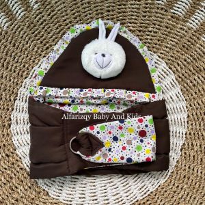 Gendongan Samping Polkadot Topi Boneka Kelinci Besar