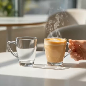 Bộ 2 Cốc Thủy Tinh TG126 Cao Cấp 300ml - Ly Có Quai Dày Dặn Uống Cafe Trà Sữa Sang