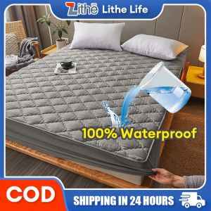 Thicken 100% Waterproof Mattress Protector Quilted Mattress Cover Bedsheet Fitted Sheet 360° Wrapping