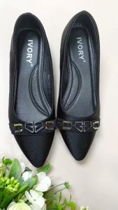 IVORY Sepatu Wanita Wedges Fashion Satin Import 8001-A262 Hitam