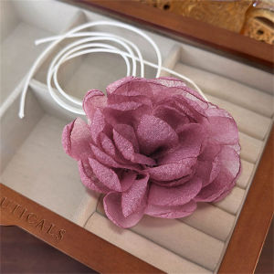 สร้อยคอโชคเกอร์ ลูกไม้ ดอกไม้ ผ้าฟู สำหรับผู้หญิง อินเท รนด์ เรียบหรู ยาว เชือกผูกคอ