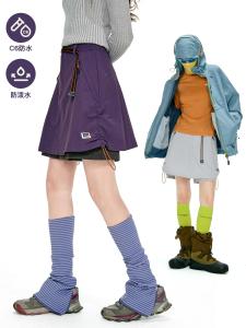 Outdoor Womens Waterproof C6 Shorts Drawstring Loose A-Line Mini Skirt Fake Two-Piece Pants Skirt Pure Color Fashionable