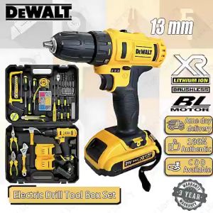 Cordless Drill Tool Box with 21V Electric Drill Driver for Home Hand Repair Power Tools Sets Drills Case