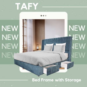 Ecolux - Tafy Divan Bedframe with 2 Units Drawer | Easy Clean Fabric | High Quality Wood Divan