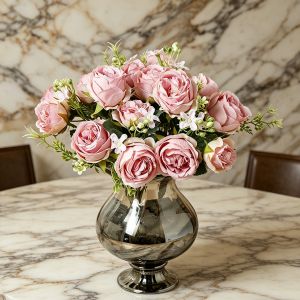 1/3PCS Artificial Flower Vase Home Room Decora Wedding Peony Candy Arrangement Festival Silk Rose Bridal Bouquet Vase Diy Gifts