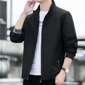Casual Sporty Mens Jacket Loose Fit Zipper Closure Polyester Fabric All-Match Outdoor Commuting Workwear Windproof Long Sleeve