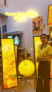 Đèn Hào Quang In Tranh Trúc Chỉ Hoa Sen Bộ Đôi Trang Trí Bàn Thờ Phòng Thờ Treo Tường TC-TD-22