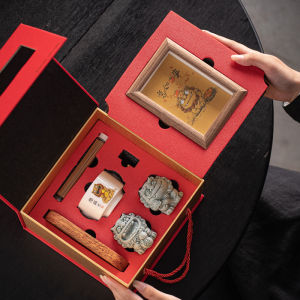 Cute Emotion Healing Stone Lions Desktop Decorations Home Company Gift Box Set New Chinese Style Stone Material