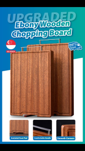 [SG STOCK] Ebony Whole-Piece Wood Chopping Board - Premium & Durable Kitchen Essential