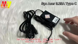 Sạc laptop acer chân USB-C TYPE C 20V-3.25A 65W tặng kèm dây nguồn