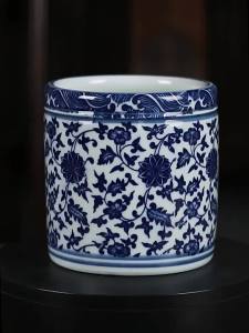 Antique Style Porcelain Vase with Lotus Branches
