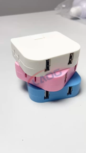 180-Degree Rotatable Dual USB Charging Socket Travel Portable Converter with One to Four Hidden Pins Compact Design for Multiple Devices