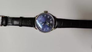 Vakuy Dafei Seagull ST3621 Cơ Tay Gió Đồng Hồ Dạ Quang Mặt Xanh Dương Phong Cách Quân Đội Đức Dây Da Thép Không Gỉ