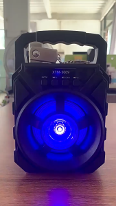 XTM-5009 Mini Wireless Bluetooth 5.0 Speaker with Microphone RGB Lights High Power 3-inch Speakers Carry Handle Design