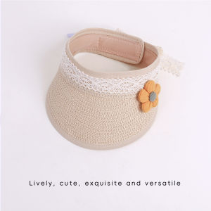 ENEN | Sun Protection Visor Straw Hat Cute Flower Decorated
