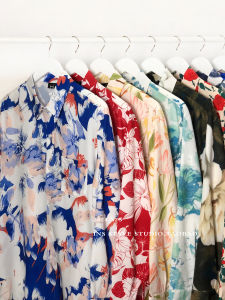 Trendy Retro Florals Long Sleeves Shirt Mens Hong Kong Style Stylish Niche Loose Wear Wear Slim Looking Couple Shirt Coat