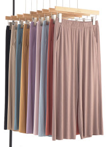 Plus Size Womens Pants 100.00kg Summer High Waist Cropped Loose Pants Drape Loose plus Size Womens Thin Casual Pants