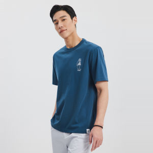 Septwolves Mens Casual Loose Fit Short Sleeve T-Shirt round Neck Fashionable Summer New Style Animal Pattern Printed Cotton Top