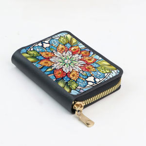 other | 1 Piece Diamond Painting kit card case flower Pattern PU leather material zipper Closure design Suitable for daily travel