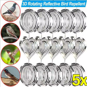 5Pcs Reflective Hanging Bird Repeller Discs Wind Chime Bird Deterrent for Garden Decorative Birdproofing Reflectors to Keep Bird Away