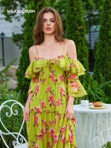 Off-shoulder Ruffle French Maxi Dress