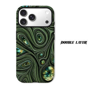 Green Swirl Gem Texture Phone Case for iPhone 18 17 16 15 14 13 12 11 Air Pro Max Plus Double-layer Cover
