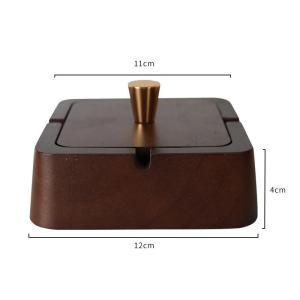 WHPHous | NEW Square/Circle Natural Wood Ashtray With Lid Fireproof Iron Core Compact Size Suitable For Tea Tables And Desks Ash Tray Home