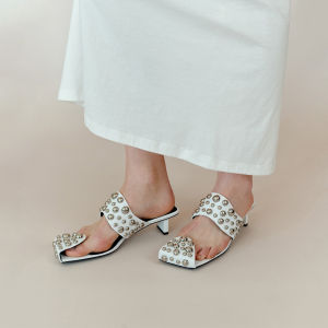 Mirrored Rivets Punk High Heel Flip Flops