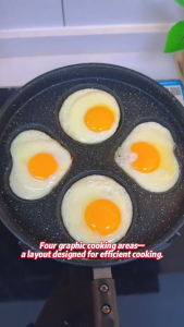 Non Stick Frying Pan 4 Hole Egg Pan Omelette Breakfast Pan Multi Function Kitchen Cookware Easy Clean